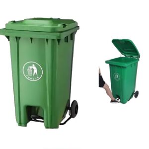 240 ltr Industrial Garbage Drum with Wheels & Pedal - Green