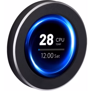 Porodo Gaming PC Health Monitor with USB 9-Pin Plug & Play, Built-in 128MB Memory, 2.1" IPS Screen, 1.9W Power, 3M Adhesive, Aluminum Frame, Macro Software - Black