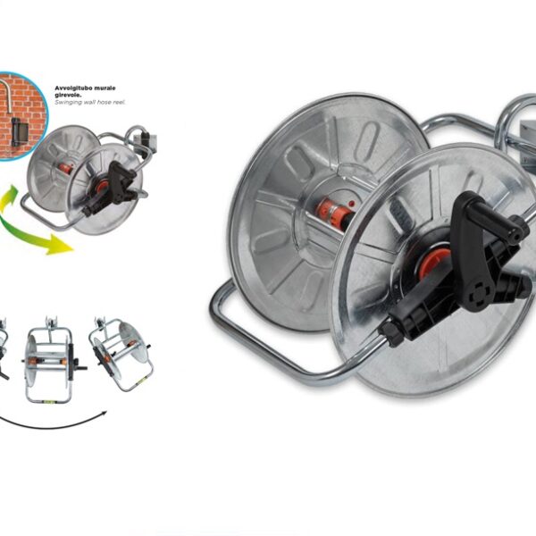 Agrati Wall Mount Swivel Metal Hose Reel for upto 1/2" x 50m Hose
