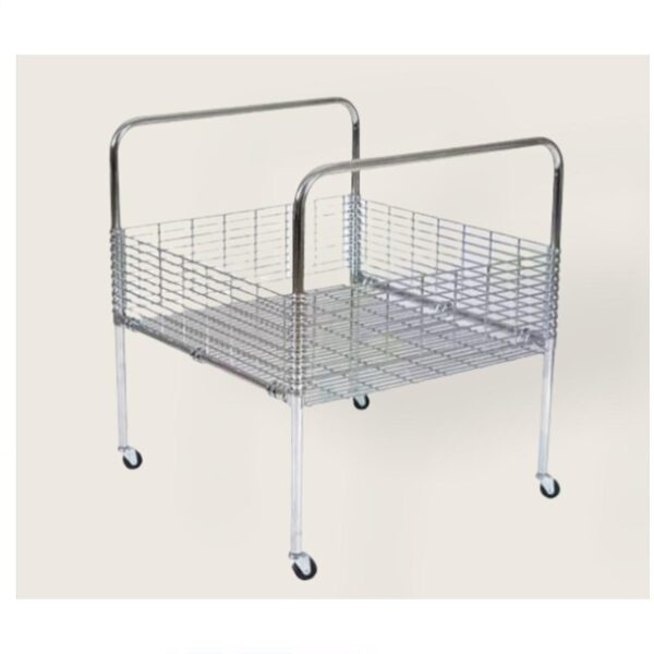 Chrome Basket with Wheels 80x80 cm