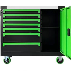 7 Drawers Trolley with Cabinet - Green