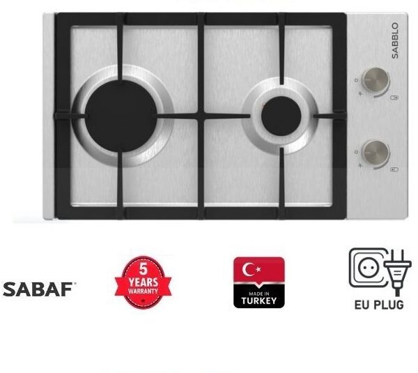 30cm Built in Gas HOB with 2 Burner Stainless Steel