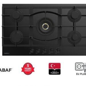 90cm Built in Gas HOB with 5 Burner with Brass Sabaf