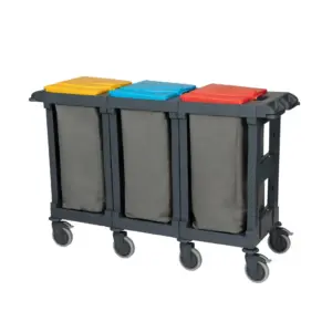 Waste Collection 3 Compartments Trolleys