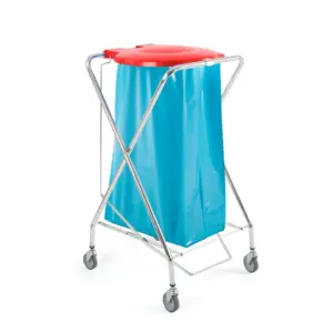 Chromed X-Trolley with Round Bag Holder – 120 L