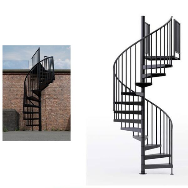 Black Carbon Steel Spiral Staircase 120 x 300 cm (for Indoor & Outdoor Purpose)