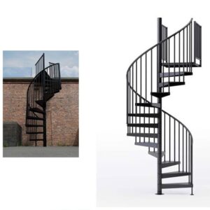 Black Carbon Steel Spiral Staircase 120 x 300 cm (for Indoor & Outdoor Purpose)