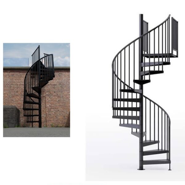 Black Carbon Steel Spiral Staircase 180 x 300 cm (for Indoor & Outdoor Purpose)