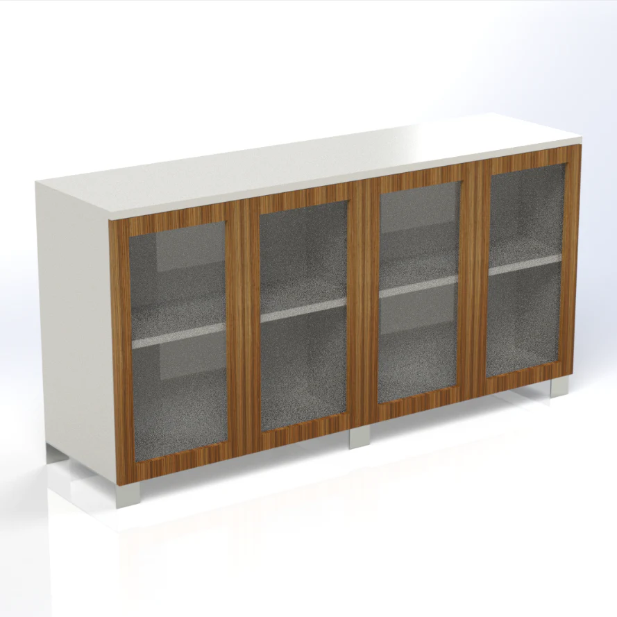 1-117.webp Linea Uno Credenza in Glass Doors W1800 x D470 x H920mm Cabinet - Image 1