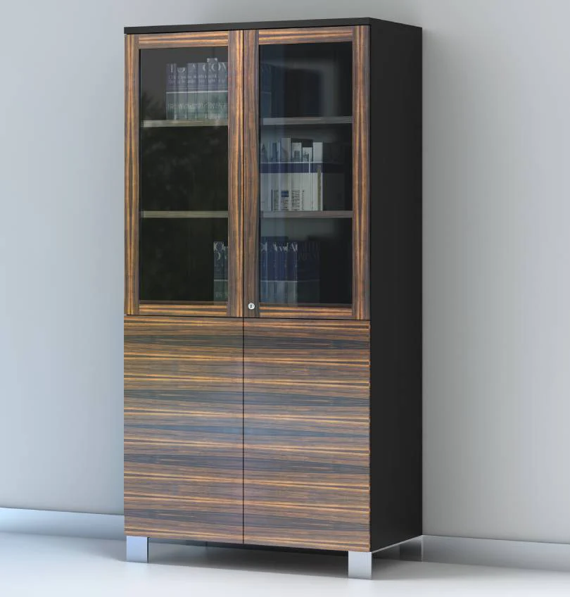 1-119.webp Linea Uno Tall Cabinet with Half Glass Doors W900 x D470 x H2137mm - Image 1