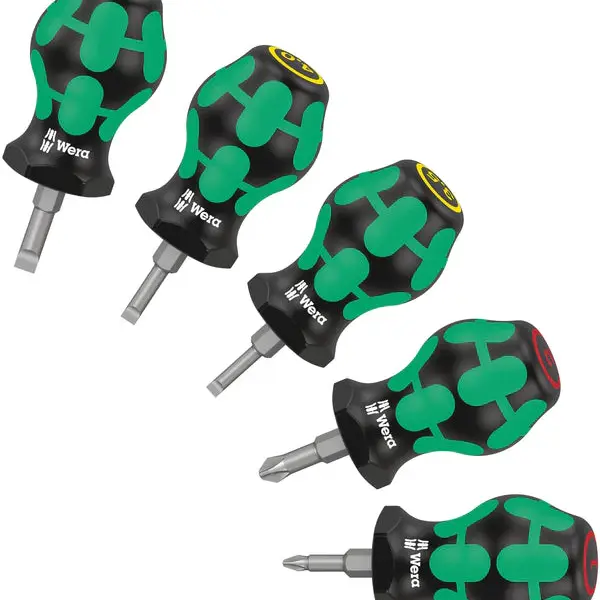Wera Kraftform Stubby Screwdriver Set 5pc + Plastic Rack