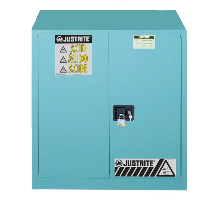 12-6-1.webp Justrite Sure-Grip® EX Corrosives/Acid Steel Safety Cabinet, 30 Gallon, 2 Self-Close Doors, Blue - 893022 - Image 1