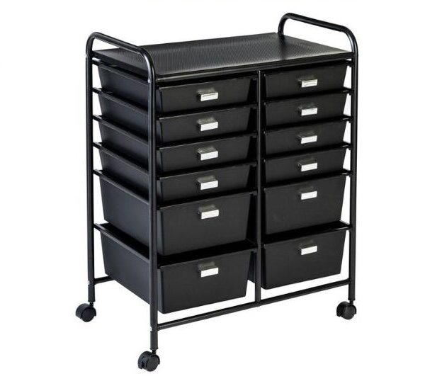HoneyCanDo 12-Drawer Rolling Storage and Craft Cart Organizer