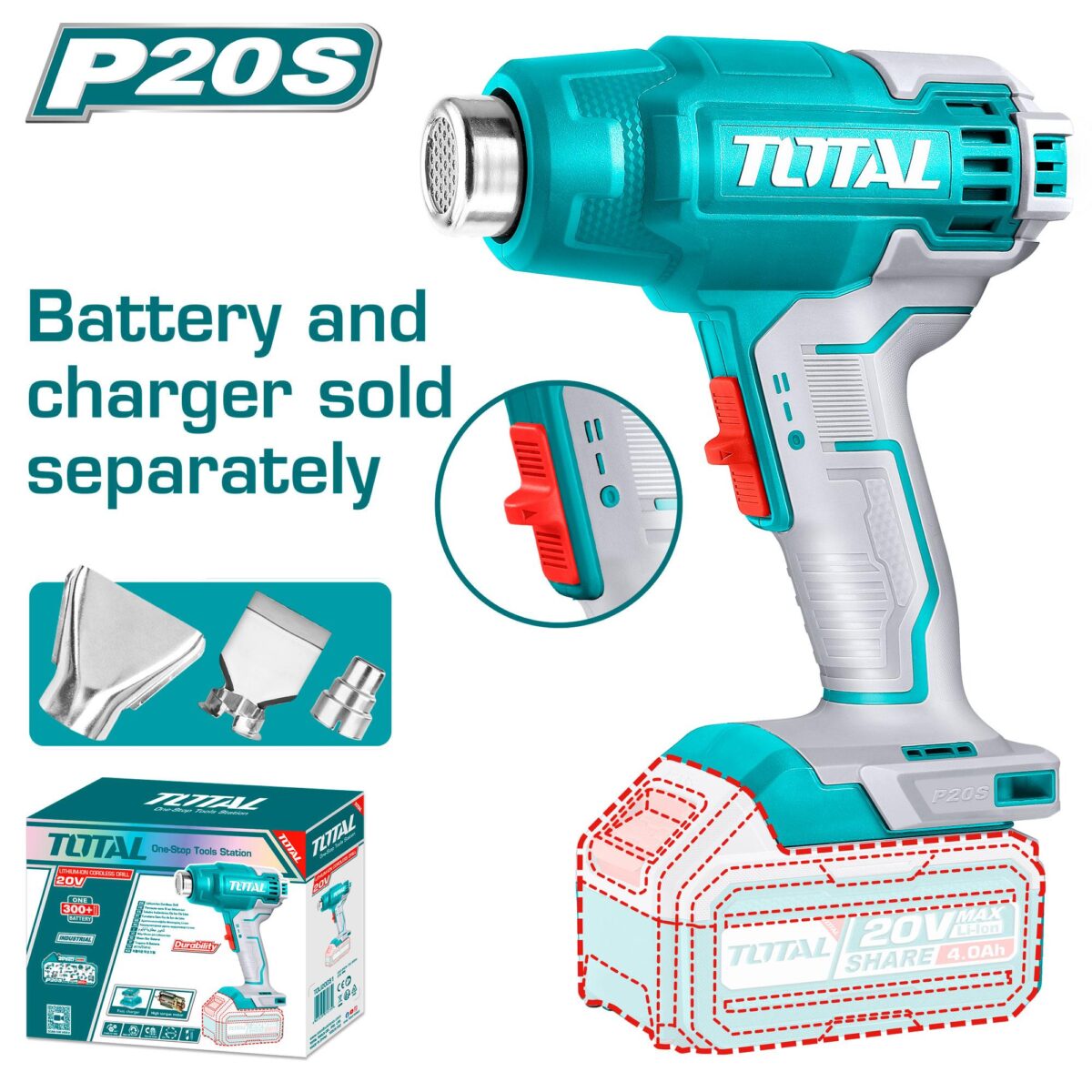 TOTAL Cordless heat gun Without Battery And Charger - Image 1