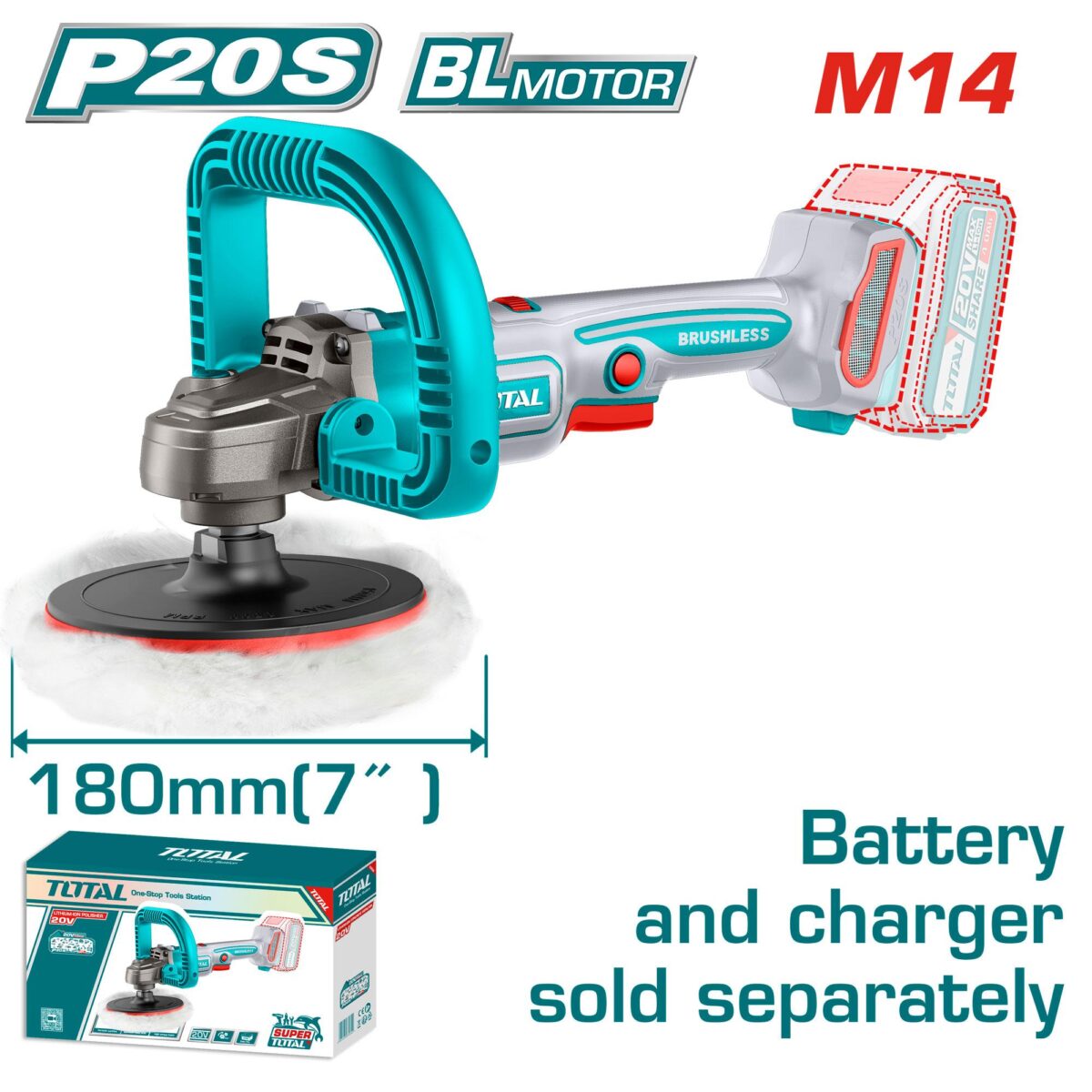 TOTAL Cordless polisher 7" - Image 1