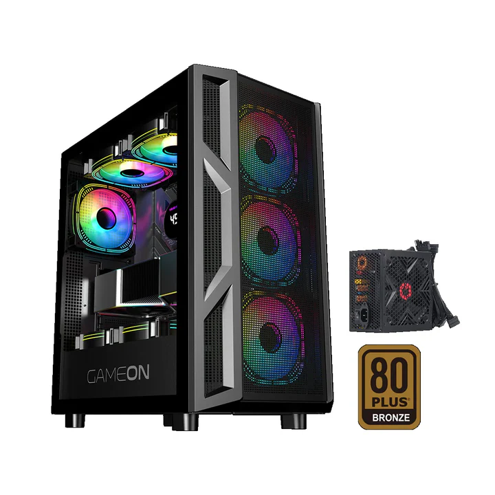 15-11.webp GAMEON Trident IV-M POWERFORGE Series Mid Tower Gaming Case with 750Watt Power Supply Pre-Installed - Black (4 ARGB FANS Included) - Image 1