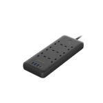 Powerology 48W 6AC 1x PD USB-C and 3x QC USB-A Power Strip with UK Plug - Black - Image 2