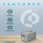 Powerology Universal Multi-Port Travel Adapter PD 65W ( 3X Type-C / 2X USB-A Ports ) - Image 2