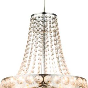 CHANDELIER CHROME PLATED METAL CLEAR ACRYLIC CRYSTALS