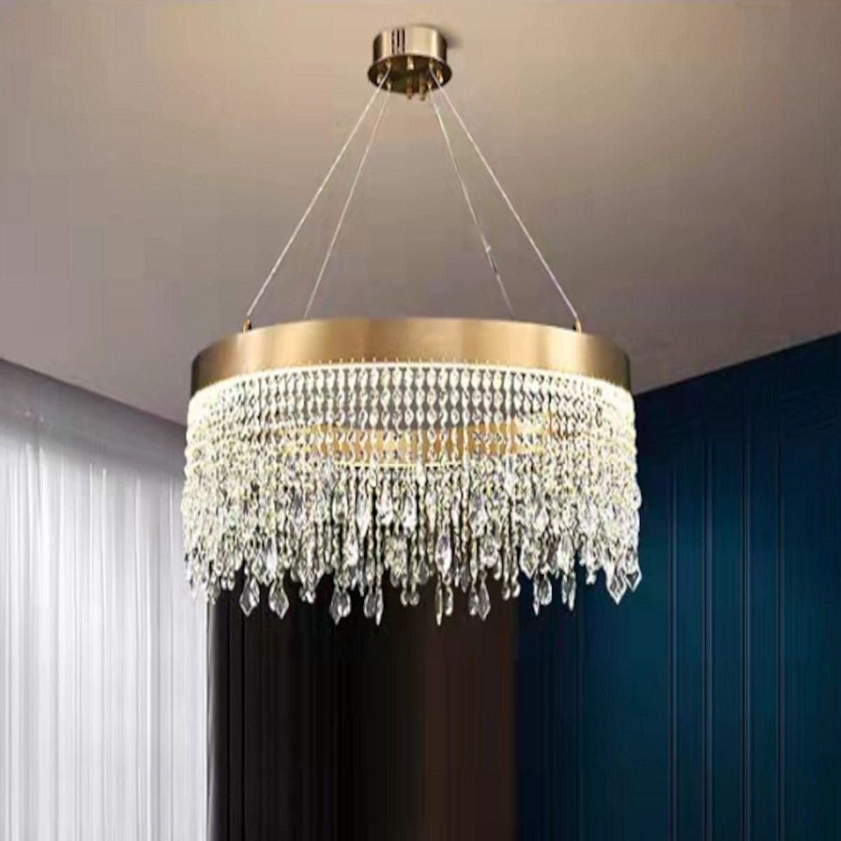 1636631177_dr1600834s.jpg CHANDELIERS DESROCH BRUSH AMBER GOLD 3000K INDOOR CRYSTAL 50W - Image 1