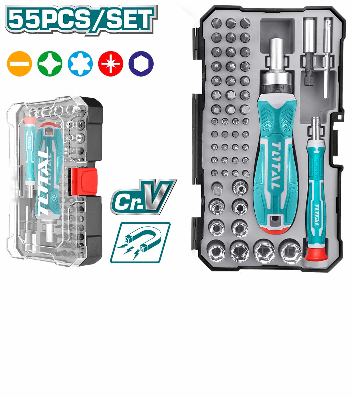 17-4-1.jpg TOTAL 55 Pcs Screwdriver Bits Set - Image 1
