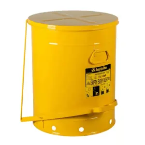 21 Gallon, Oily Waste Can, Hands-Free, Self-Closing Cover, Yellow - 09701