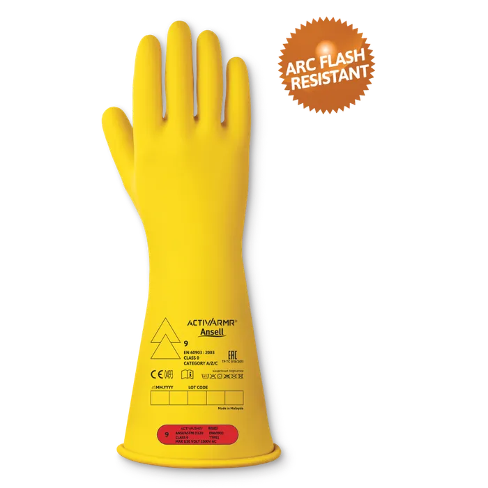 18-3-1.webp Ansell ActivArmr Class 0 Electrical Insulating Gloves, Yellow - RIG014Y - Image 1