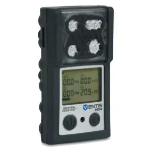 Industrial Scientific Ventis MX4, LEL (CH4), CO, H2S, O2, Slim Extended Li-On Bat, Desktop Charger, without Pump, Black, UL/CSA, ENG, VTS-L1234100101