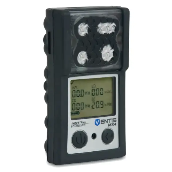 Industrial Scientific Ventis MX4, LEL (CH4), CO, H2S, O2, Slim Extended Li-On Bat, Desktop Charger, without Pump, Black, UL/CSA, ENG, VTS-L1234100101