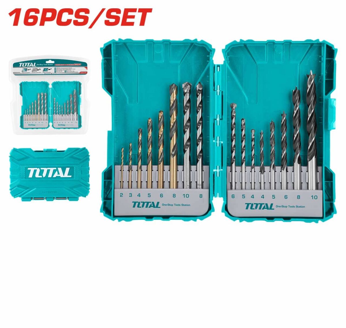 2-1-4.jpg TOTAL 16 Pcs Drill Bits Set (for Metal, Concrete and Wood) - Image 1