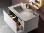 Modern Bathroom Cabinet with LED Mirror and Faucet - Image 2