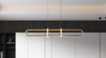 Gold modern slimline curve/linear line feature pendant LED light - Image 2