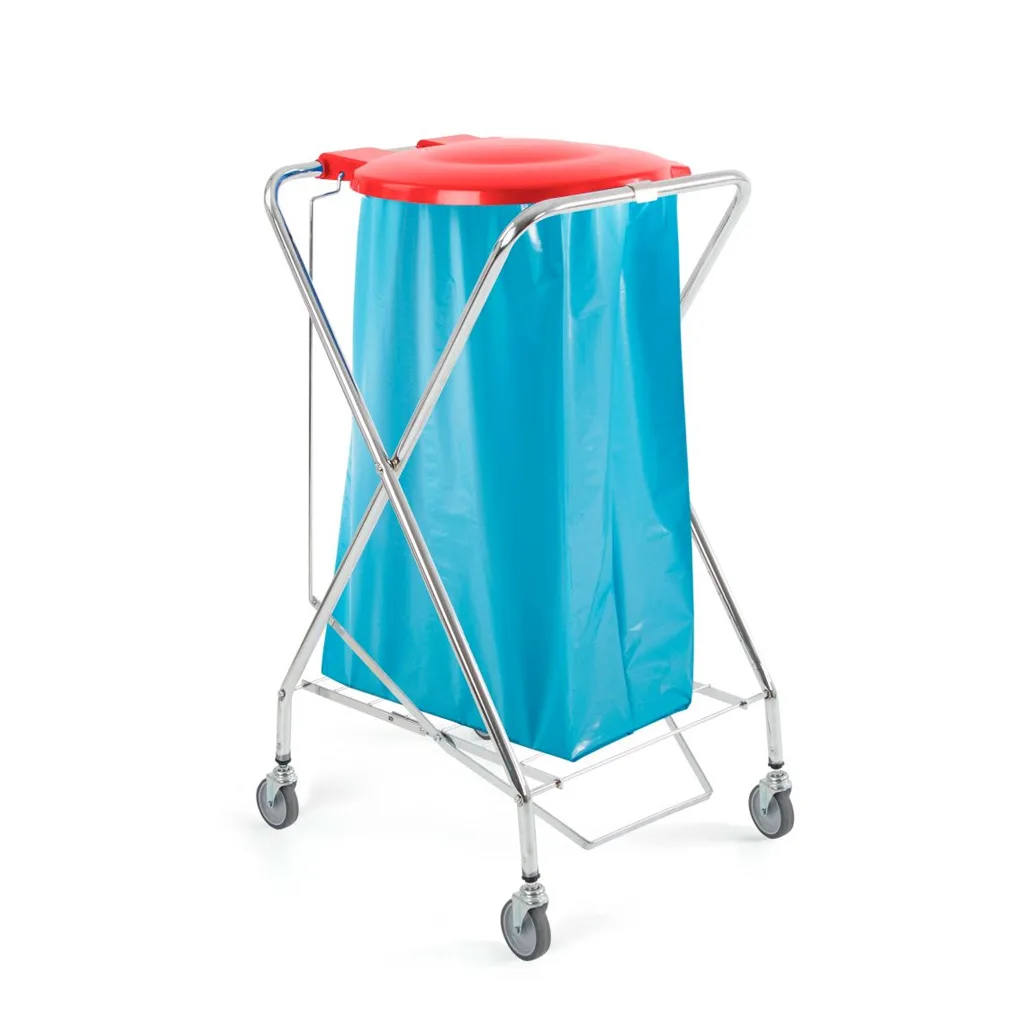 2-4.webp Chromed X-Trolley with Round Bag Holder – 120 L - Image 1