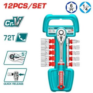 TOTAL 12 Pcs 1/4" Socket Set