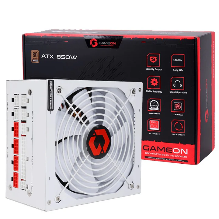 22-3-1.webp GAMEON - SPY2 ATX 850 WATTS 80 PLUS BRONZE Value Gaming Power Supply - White - Image 1