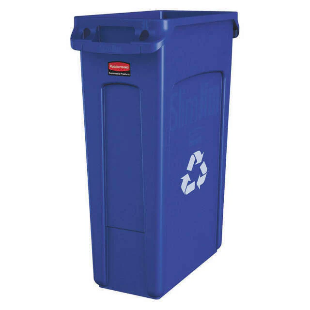 24-3-2.webp RUBBERMAID VENTED SLIM JIM RECTANGULAR RECYCLING BIN - 23 GAL BLUE - Image 1