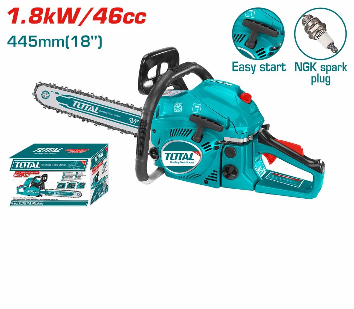 TOTAL Gasoline Chain Saw 1800W - Image 1