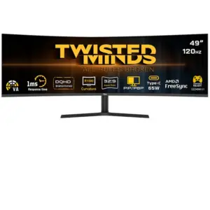 Twisted Minds Eclipse Pro Series 49" WQHD (5120×1440), 120Hz, VA, 1ms, HDR10, HDMI 2.1, Built-in Speakers, Curved Gaming Monitor