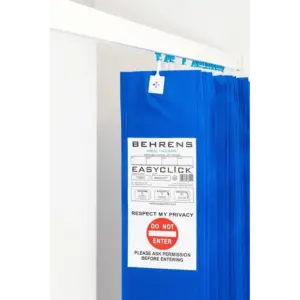 Disposable Curtain With Eastclick Hooks 7.5m X 2m Hospital Blue Microguard - Burnshield - FDABEC
