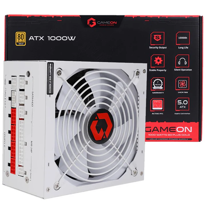 28-2.webp GAMEON - SPY2 ATX 1000 WATTS 80 PLUS Gold Value Gaming Power Supply - White - Image 1