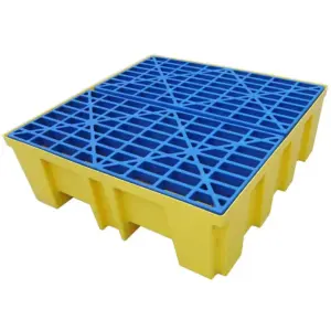 BRADY SC-DP4 Spill Pallet - 128.9 gal Load Capacity, Forkliftable