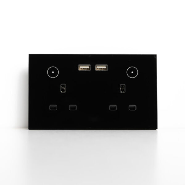 GoSmart Double Wallmount Socket with USB Wi-Fi - Black