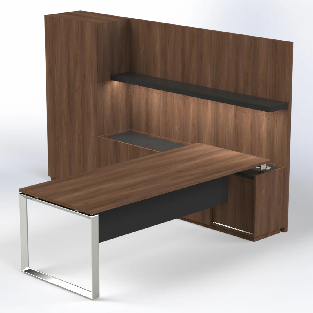 3-79-1.webp Elite Presidential Desk with Wall Unit W2000 x D2900 x H1600mm Executive Desks - Image 1