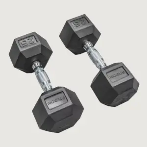 25LB ROGUE RUBBER HEX DUMBELL PAIR