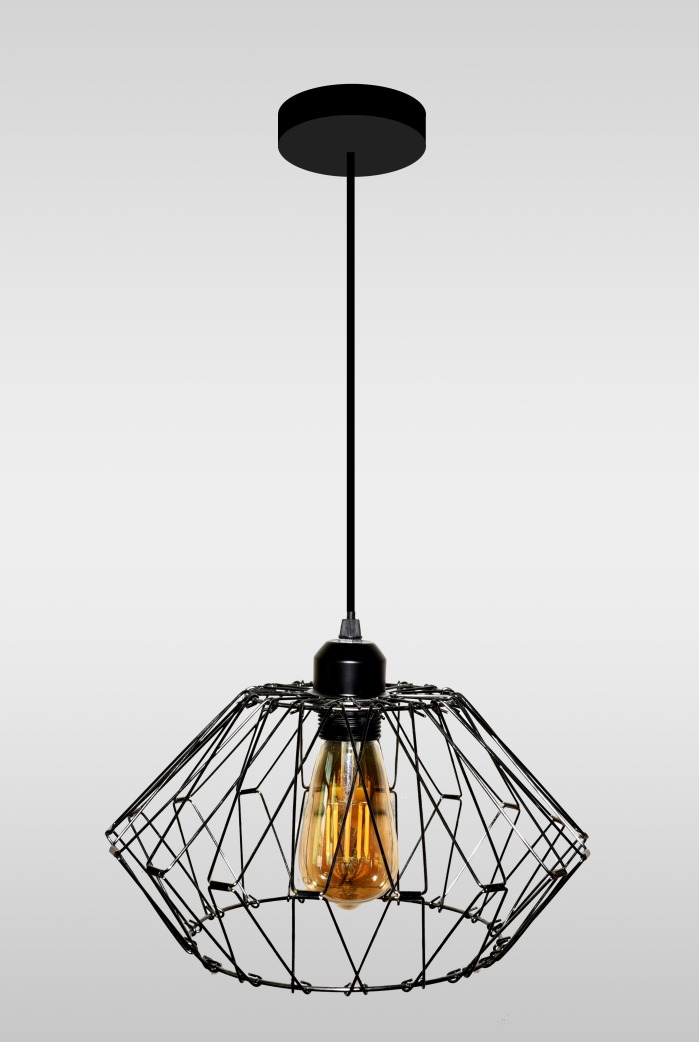 38ea4f84-2c01-4b93-a958-546327fe374e.jpg CENSEE Decoration Black Industrial Metal Iron Line Hanging Lampshade Pendant Lamp - Image 1