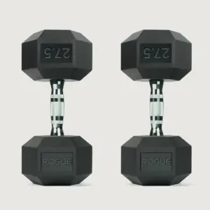 27.5LB ROGUE RUBBER HEX DUMBBELL - PAIR