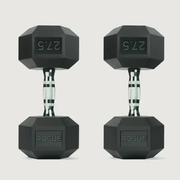 27.5LB ROGUE RUBBER HEX DUMBBELL - PAIR