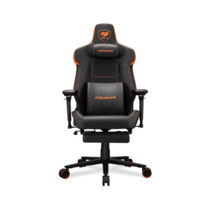 Cougar Armor Evo M Breathable PVC leather.5D Adjustable Armrest.Retractable Footrest.Magnetic Memory Foam Neck Pillow - Black/Orange