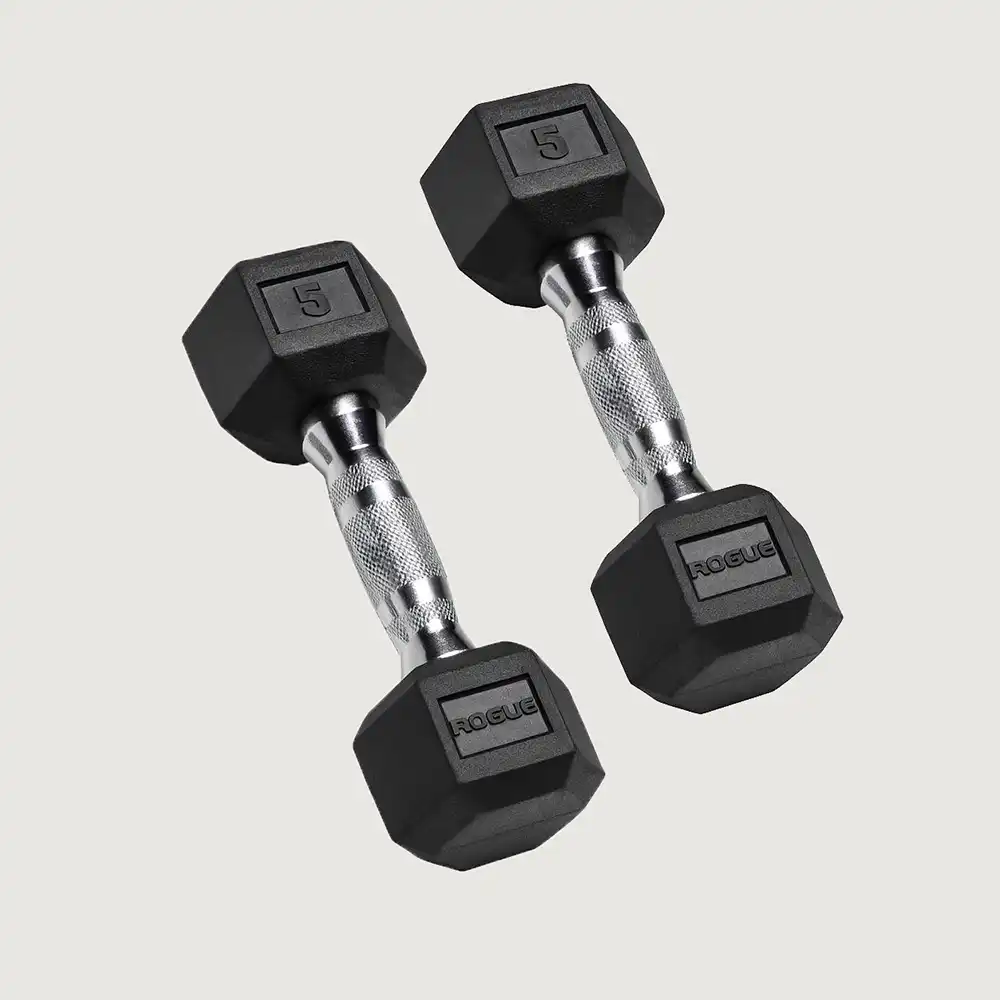 4-8.webp 5LB ROGUE RUBBER HEX DUMBBELL (PAIR) - Image 1