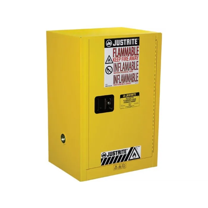 41-1-2.webp Justrite Flammable Cabinet, 12 Gallon, Manual Close, 1 Door, 1 Shelf, Sure-Grip EX Compac, Yellow - 891200 - Image 1